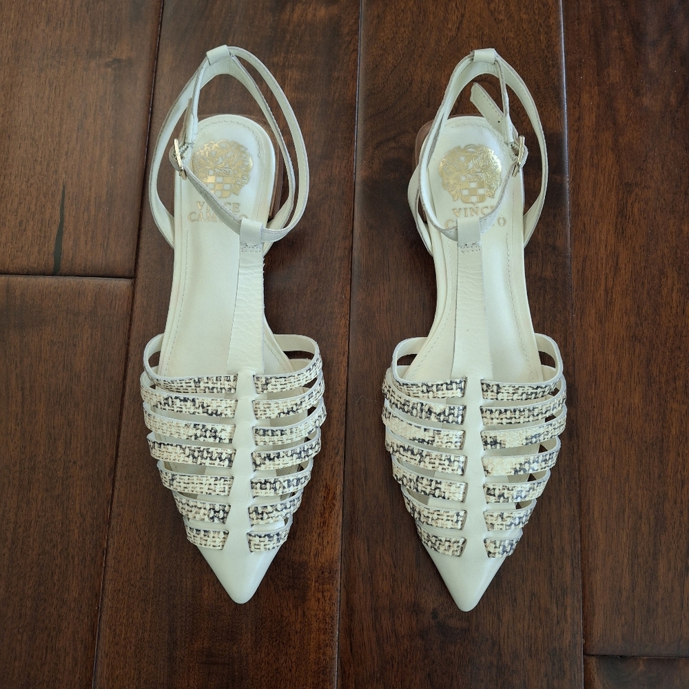 VINCE CAMUTO "Caleren" T-Strap Fisherman Sandals Size 7.5 - Off White - NWOT